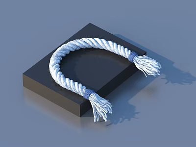 White And Blue Braided Decorative Rope For Daily Household Use Displayed On Black Base 3d model