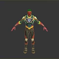 Colorful Sci Fi Character Creature Featuring Black Red Yellow Armor And Blue Chest Symbol
