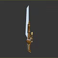 Transparent Blade Brown Hilt Sword 3D Model With Gray Gradient Background And Reflection