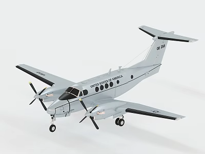 Detailed Small Gray Passenger Aircraft Model With Twin Propellers And Wings 3d model