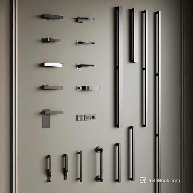 Modern Metal Door Handles With Various Styles And Designs For Home Interior Doors 3d model 