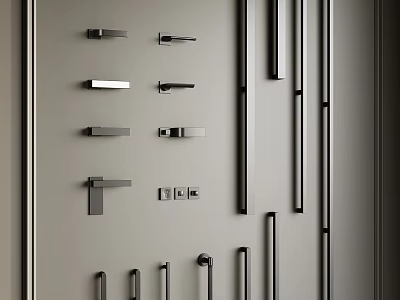 Modern Metal Door Handles With Various Styles And Designs For Home Interior Doors 3d model