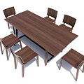 Modern Wooden Dining Table Set With Rectangular Top And Six Matching Chairs 3d model