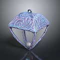 Iridescent Diamond Shaped Hanging Ornament With Swirl Pattern And Internal Sphere