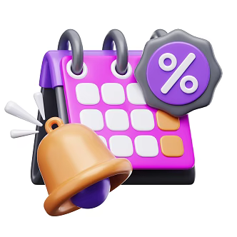 Modern Bell Desk Calendar Cartoon Desk Calendar 3d model