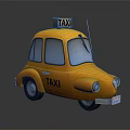 Cartoon Style Yellow Taxi With TAXI Roof Sign And Round Windows