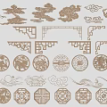 Chinese-style Carved Pattern Totem Window Carved Pane 3d model