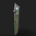 Medieval Green Shield With Golden Decorative Patterns Dragon Emblem Castle Design And Metallic Center
