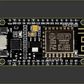 Wi-Fi Enabled Microcontroller Development Board With Chip USB Port LED And Pins 3d model