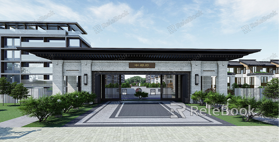 New Chinese-style Gate Community Gate model