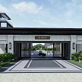 New Chinese-style Gate Community Gate 3d model