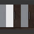 Modern Cabinet Furniture With Gray Brown Panels Glass Door And Metal Handles