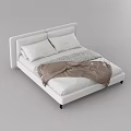 Modern White Double Bed with Sleek Headboard and Cozy Blanket in Minimalist Design
