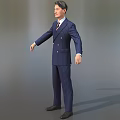 Game and Movie Character in Navy Blue Striped Suit With Arms Outstretched Standing Pose