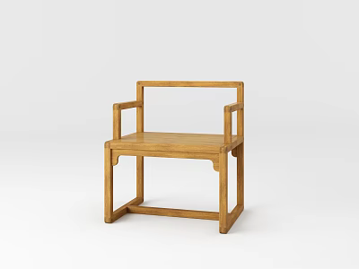 Wooden Single Chair With Armrest And Traditional Design For Home Decor 3d model