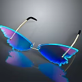 Stylish Butterfly Shaped Sunglasses With Blue Gradient Lenses And Reflective Frame Design