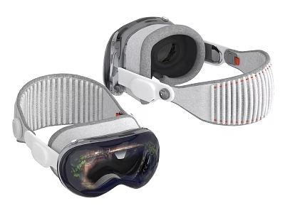 Modern Ergonomic VR Headset Digital Device With Adjustable Textured Strap And Immersive Lens 3d model