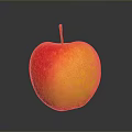 Fresh Red and Yellow Apple on Dark Shiny Surface with Reflection