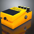 Yellow Guitar Effect Pedal Electronic Device With Footswitch Control Knobs And Switch 3d model