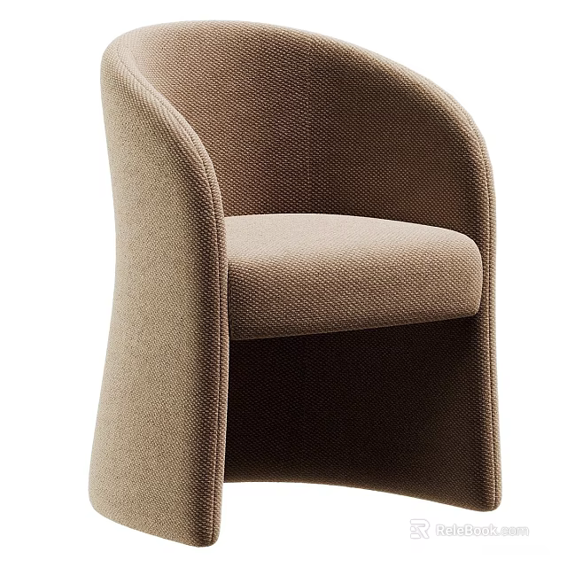 Modern Comfortable Woven Taupe Fabric Upholstered Lounge Chair With Curved Armrests For Cozy Home Use 3d model 
