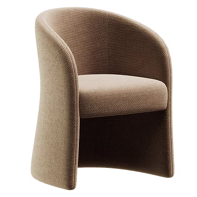Modern Comfortable Woven Taupe Fabric Upholstered Lounge Chair With Curved Armrests For Cozy Home Use 3d model