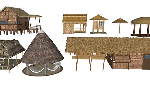 Chinese-style thatched cottage country simulation thatched pavilion thatched cottage 3d model