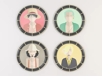 Modern round frame painting home decoration beautiful Chen pendant 3d model