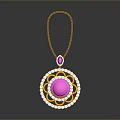 Luxury Pendant With Pink Gemstone Gold Frame And Diamond Accents