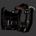 Detailed Dark Leather Frame With Metal Buckles Straps And Vintage Construction Design