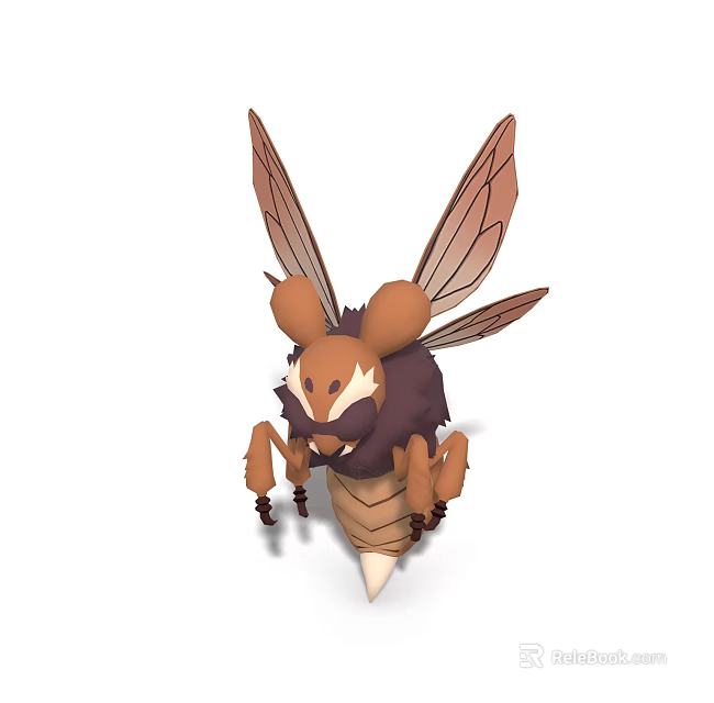 Detailed 3D Model of Brown Flying Insect with Large Wings and Unique Design 3d model 