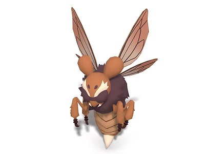 Detailed 3D Model of Brown Flying Insect with Large Wings and Unique Design 3d model