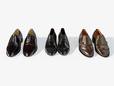 Different Styles Of Mens Leather Dress Shoes 3d model