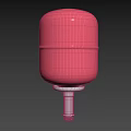 Red Mechanical Pressure Vessel With Metallic Base And Threaded Connection 3d model