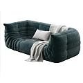Black Leather Sectional Sofa With Padded Textured Design Light Blanket And Pillow