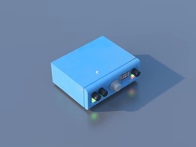 Blue Square Industrial Equipment With Knobs Digital Display And 888 3d model