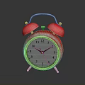 Red Alarm Clock With Double Bells Silver Stand White Dial And Black Numbers