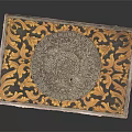 Elegant Square Carpet Featuring Gold And Black Ornate Circular Central Pattern Design