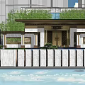 Modern Sales Office Building With Green Roof Grand Entrance And Landscaping