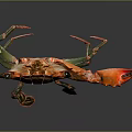 Vibrant Orange Crab With Green And Red Legs On Dark Background
