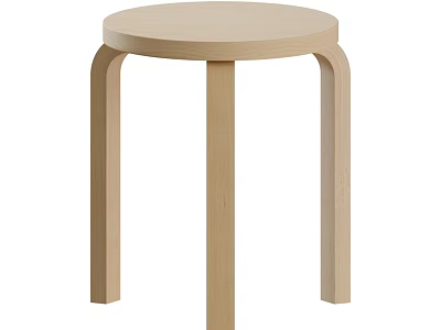 Light Wood Single Chair With Round Seat And Simple Leg Design 3d model