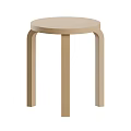 Light Wood Single Chair With Round Seat And Simple Leg Design
