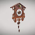 Wooden Cuckoo Clock With Carved Design Roman Numeral Dial And Pendulum