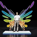 Vibrant Multicolored Butterfly Wing Photo Spot With Man Standing On White Platform