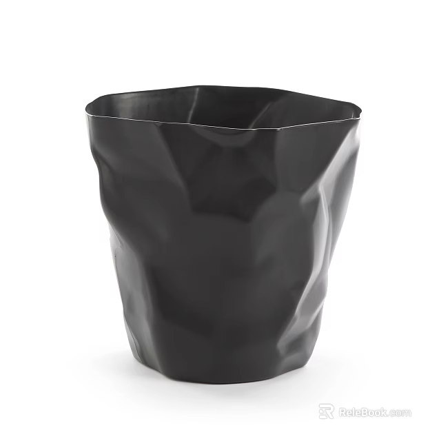 Unique Black Textured Container With Irregular Geometric Design For Modern Decor 3d model