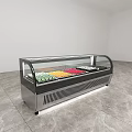 Modern Display Showcase Shelf With Curved Glass Door Colorful Items And Bottom Vents