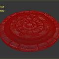 Circular Layered Stone Platform With Concentric Circles Golden Runes And Blue Gems
