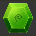 Green Hexagon Decorative Artifact Crafted From Wooden Stone With Surface Emblem