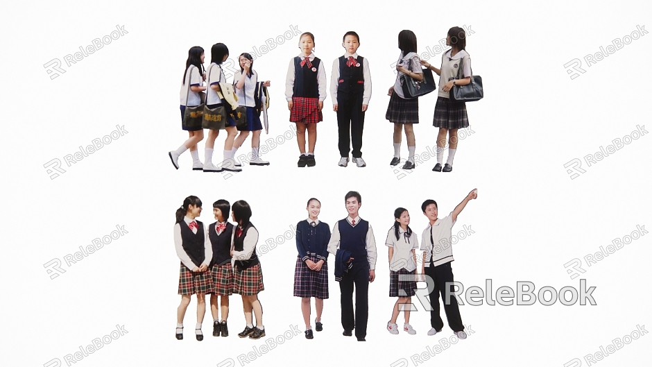 2D High School Junior High School Student Character model