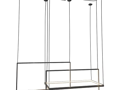 Modern Geometric Pendant Light With Metal Frame And Suspended Rods Structure Design 3d model