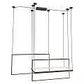 Modern Geometric Pendant Light With Metal Frame And Suspended Rods Structure Design